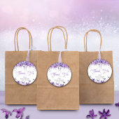 バタフライベビーシャワエレガントーパープルフローラ ラウンドシール