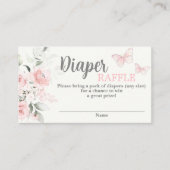 バタフライベビーシャワーおむつラッフルエンクロージャカード エンクロージャーカード (正面)