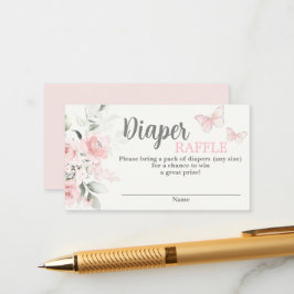 バタフライベビーシャワーおむつラッフルエンクロージャカード エンクロージャーカード