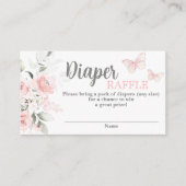バタフライベビーシャワーおむつラッフルエンクロージャカード エンクロージャーカード (正面)