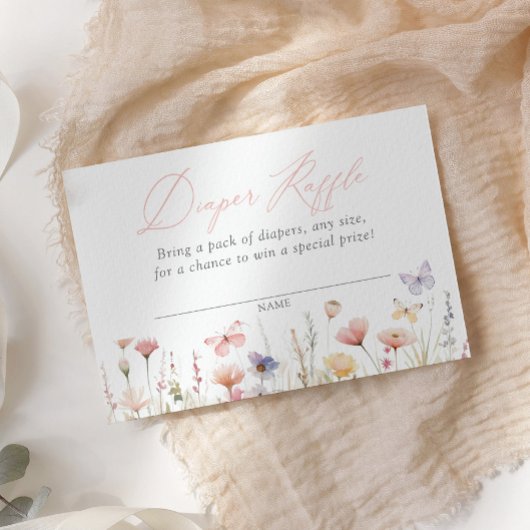 バタフライベビーシャワーおむつラッフルチケット エンクロージャーカード