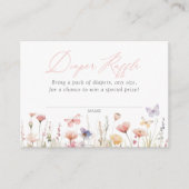 バタフライベビーシャワーおむつラッフルチケット エンクロージャーカード (正面)