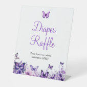 バタフライベビーシャワーおむつラッフルチケット 台座サイン (正面)