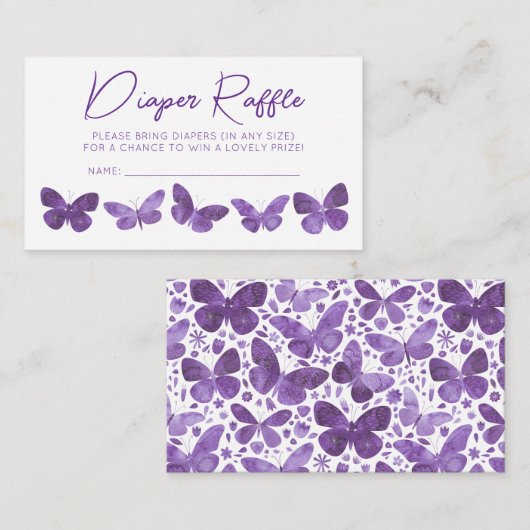バタフライベビーシャワーおむつラッフル エンクロージャーカード (正面/裏面)