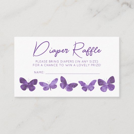 バタフライベビーシャワーおむつラッフル エンクロージャーカード (正面)