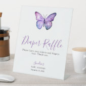 バタフライベビーシャワーエレガントおむつラッフルゲーム 台座サイン (インサイチュ)