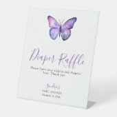 バタフライベビーシャワーエレガントおむつラッフルゲーム 台座サイン (正面)