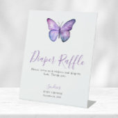 バタフライベビーシャワーエレガントおむつラッフルゲーム 台座サイン
