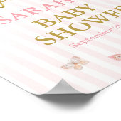 バタフライベビーシャワーガールウェルカムサイン ポスター (角)