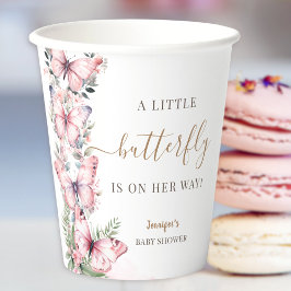 バタフライベビーシャワーガールピンク 紙コップ