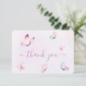 バタフライベビーシャワーガールフラットサンキューカード サンキューカード (スタンド正面)