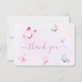 バタフライベビーシャワーガールフラットサンキューカード サンキューカード
