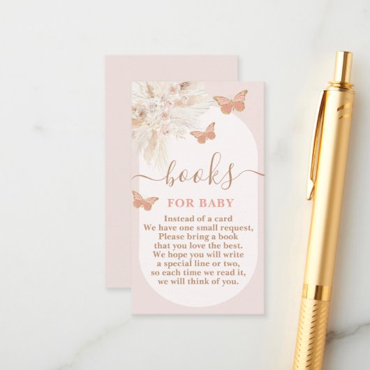バタフライベビーシャワーガールブックベビー エンクロージャーカード (正面/裏面インサイチュ)