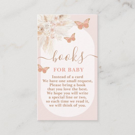 バタフライベビーシャワーガールブックベビー エンクロージャーカード (正面)