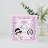 バタフライベビーシャワーガールプリンセス馬車 招待状 (スタンド正面)