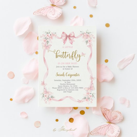 バタフライベビーシャワーガール招待状 招待状