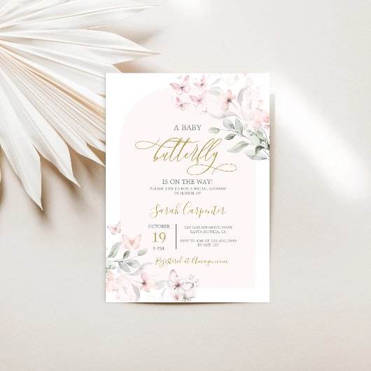 バタフライベビーシャワーガール招待状 招待状