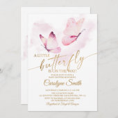 バタフライベビーシャワーガール招待状 招待状 (正面/裏面)