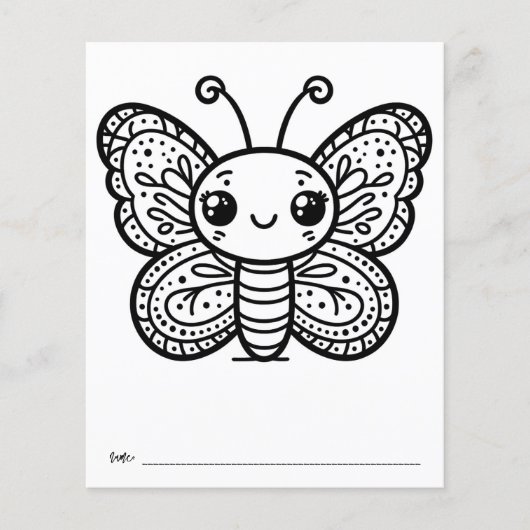 バタフライベビーシャワーキッズ活動カラーリングページ チラシ (正面)