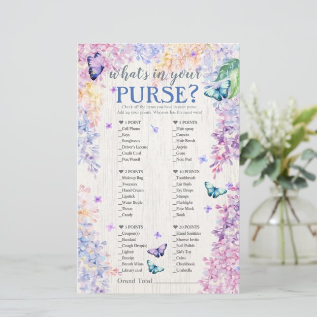 バタフライベビーシャワーゲーム |バッグの中身は？ (スタンド正面)