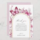 バタフライベビーシャワーサンキューカード サンキューカード (正面/裏面)