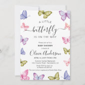 バタフライベビーシャワーニュートラル 招待状 (正面)