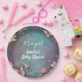 バタフライベビーシャワーパープル ペーパープレート (パーティー)