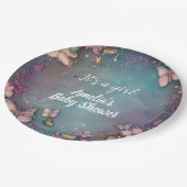 バタフライベビーシャワーパープル ペーパープレート (アングル)