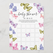 バタフライベビーシャワービンゴゲーム 招待状 (正面/裏面)