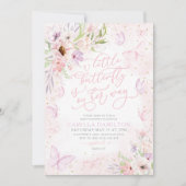 バタフライベビーシャワーピンクバタフライ 招待状 (正面)