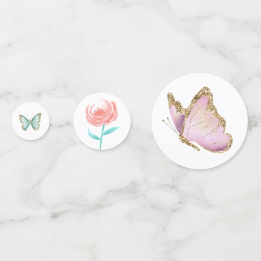 バタフライベビーシャワーフローラガーデン コンフェッティ (裏面)