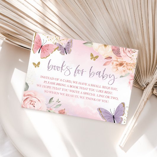 バタフライベビーシャワーブックベビーカード エンクロージャーカード