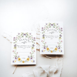 バタフライベビーシャワーワイルドフラワーおむつラッフル エンクロージャーカード