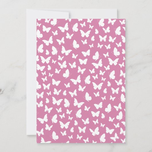 バタフライベビーシャワーヴィンテージピンクガール 招待状 (裏面)