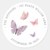 バタフライベビーシャワー差出人住所 ラウンドシール (正面)