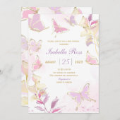 バタフライベビーシャワー招待状テンプレート 招待状 (正面/裏面)