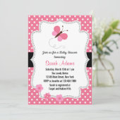 バタフライベビーシャワー招待状ピンク 招待状 (スタンド正面)
