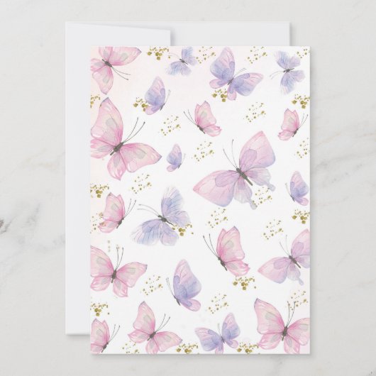 バタフライベビーシャワー招待状ベビーガール招待状 招待状 (裏面)