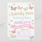 バタフライベビーシャワー招待状 | 赤ちゃんシャワー 招待状 (正面/裏面)