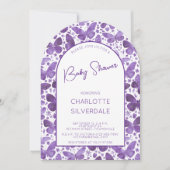 バタフライベビーシャワー水彩紫 招待状 (正面)