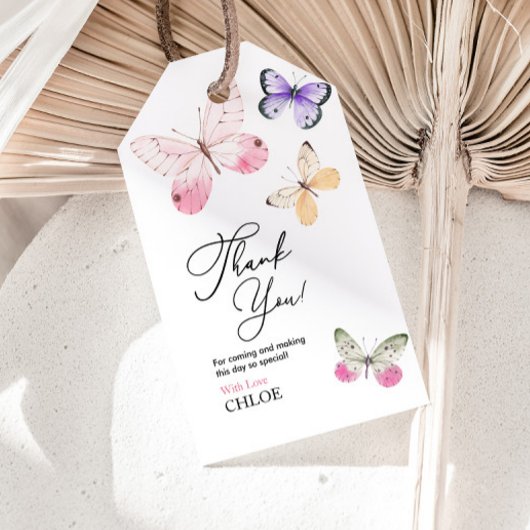 バタフライベビーシャワー ギフトタグ