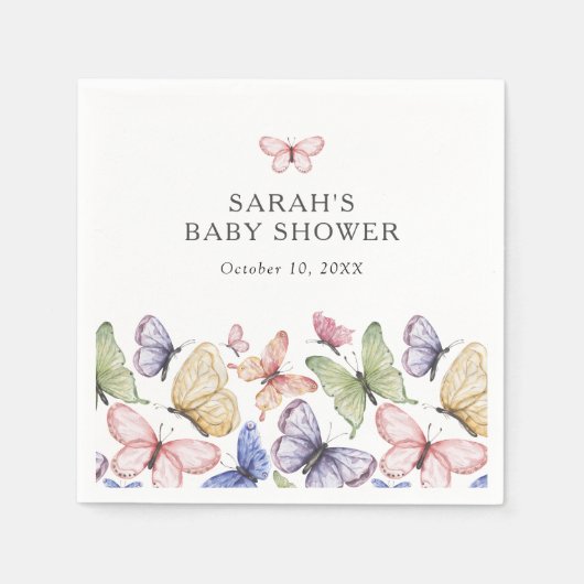 バタフライベビーシャワー スタンダードカクテルナプキン (正面)