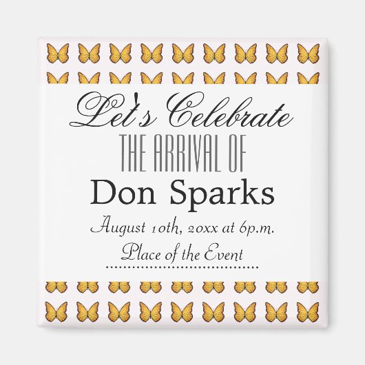 バタフライベビーシャワー マグネット (正面)