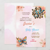 バタフライベビーシャワー 招待状 (正面/裏面)