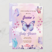 バタフライベビーシャワー 招待状 (正面/裏面)