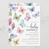 バタフライベビーシャワー 招待状 (正面/裏面)