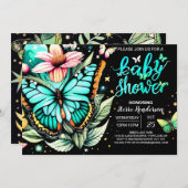 バタフライベビーシャワー 招待状 (正面/裏面)