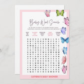 バタフライベビーシャワー – 編集可能な名前、5 x 7 招待状 (正面/裏面)