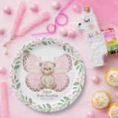 バタフライベビーベアーピンクシャワー |紙プレート ペーパープレート (パーティー)