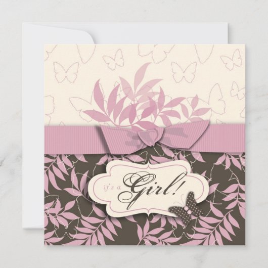 バタフライベビー招待状スクエア 招待状 (正面)